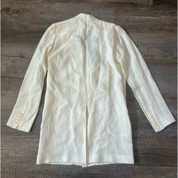 Theory Winola Linen Drape Blazer Jacket 0 Warm Ivory Office White Wedding - Picture 7 of 9
